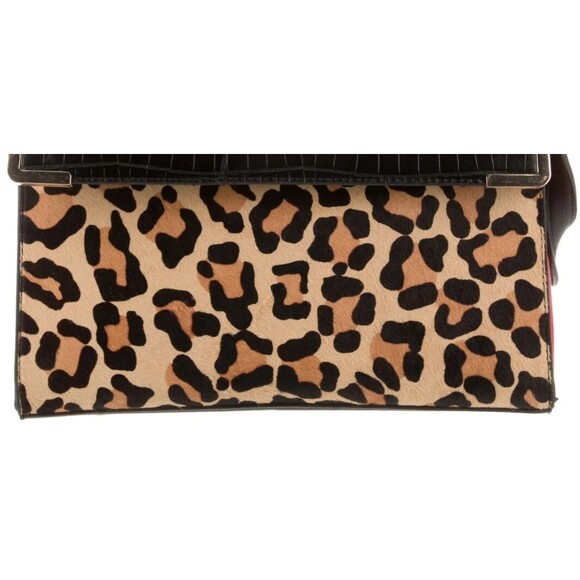 DUNE LONDON ANIMAL PRINT BLACK/RED LEATHER PONY HAIR TRIM FLAT HANDLE LARGE BAG - Picture 8 of 14